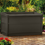 Large patio or deck storage box with a lid seat