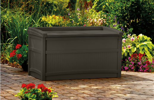 Large patio or deck storage box with a lid seat
