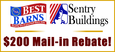 Mail in Rebate for shed, garage and barn kits